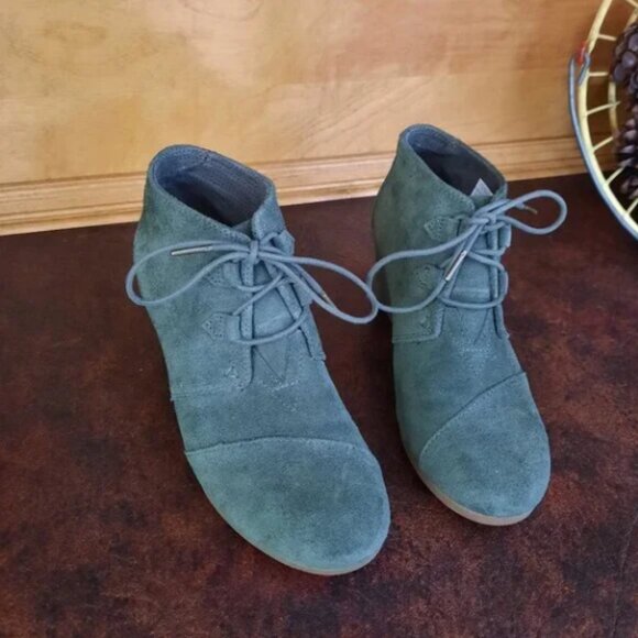Green suede wedge heel booties - TOMS brand - Picture 9 of 9